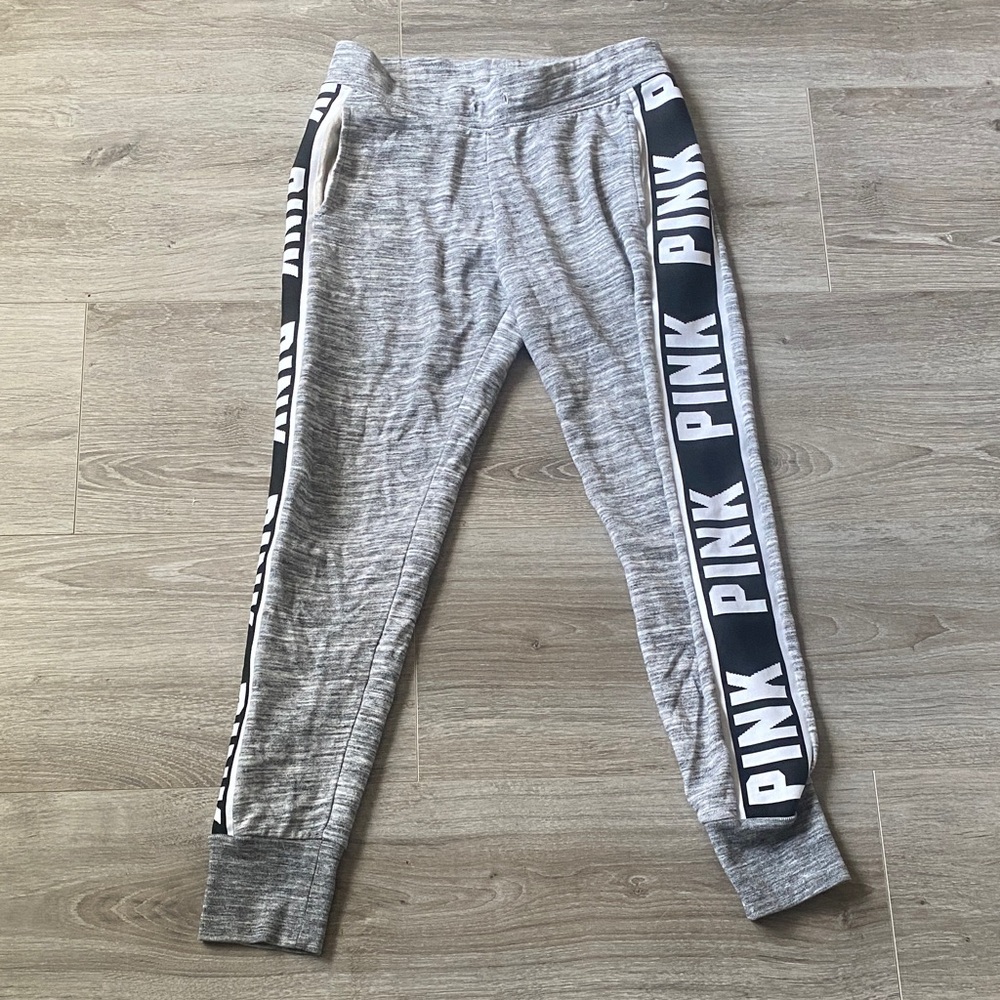 Gray Joggers with Black and White PINK Logo